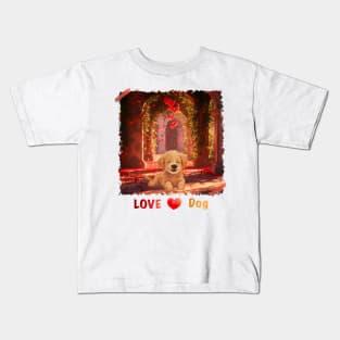 Puppy dog with valentine heart Kids T-Shirt